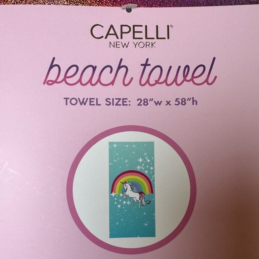 Capelli Unicorn Beach Towel 28” x 58”